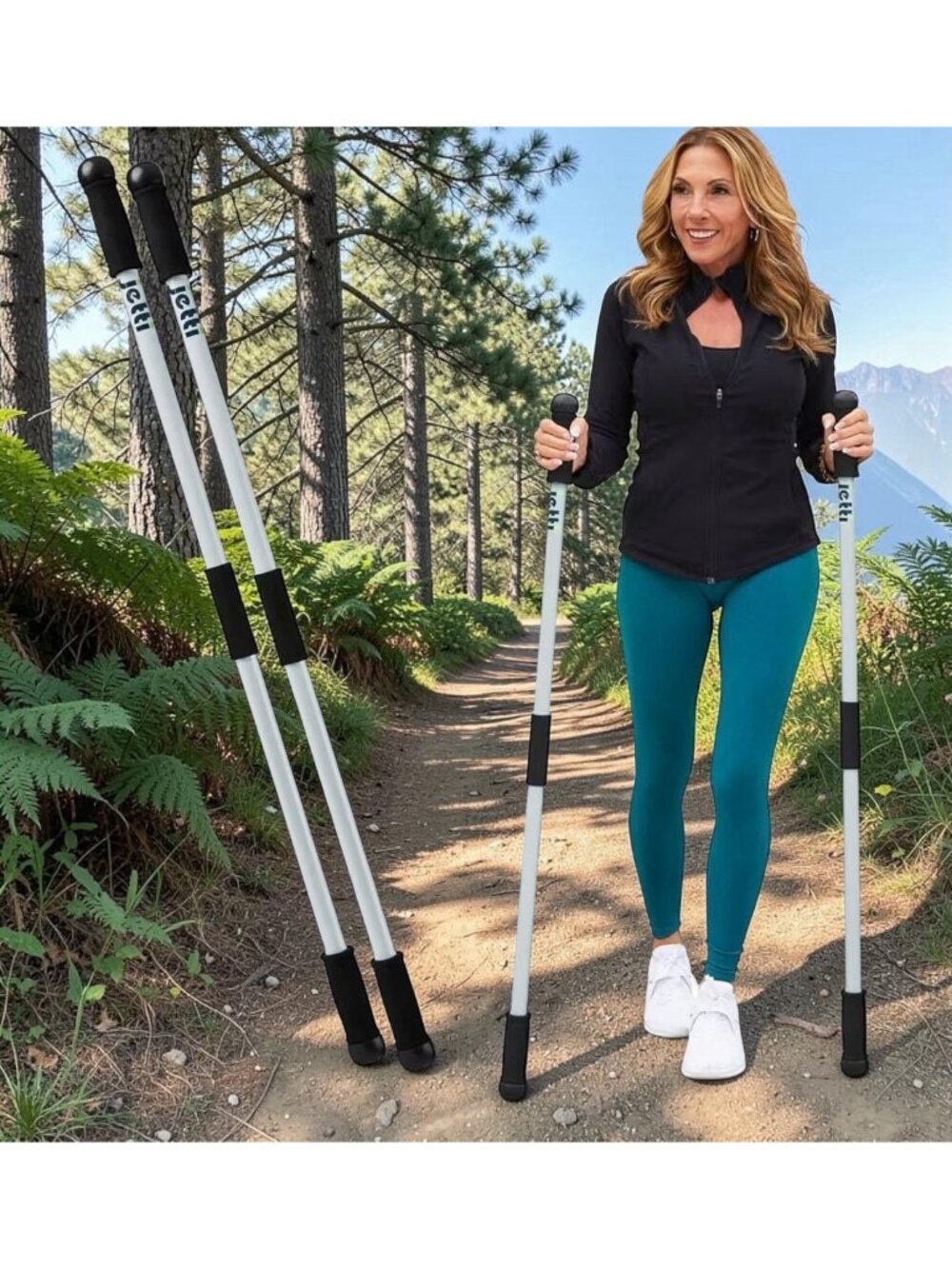 Jetti Walking Sticks For Men/Women - 2 Lightweight Pvc Trekking Poles -New!
